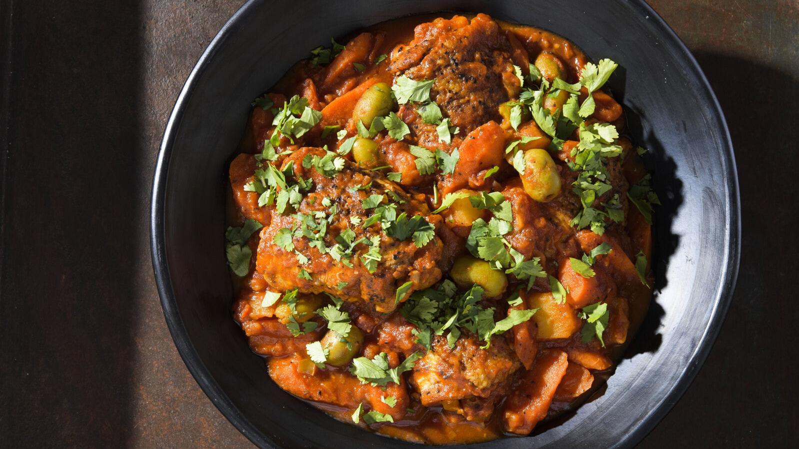 Tomato-forward chicken fricase and more warm, hearty comfort foods to try this week